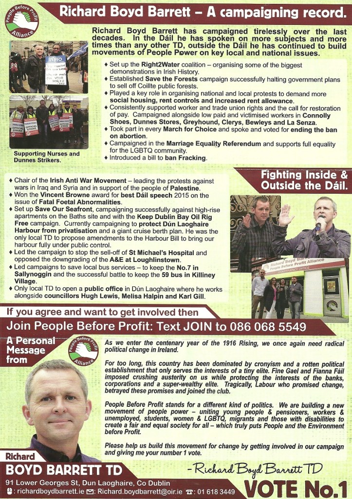 Leaflet from Richard Boyd Barrett -AAAPBP -Dun Laoghaire #ge16 | Irish ...