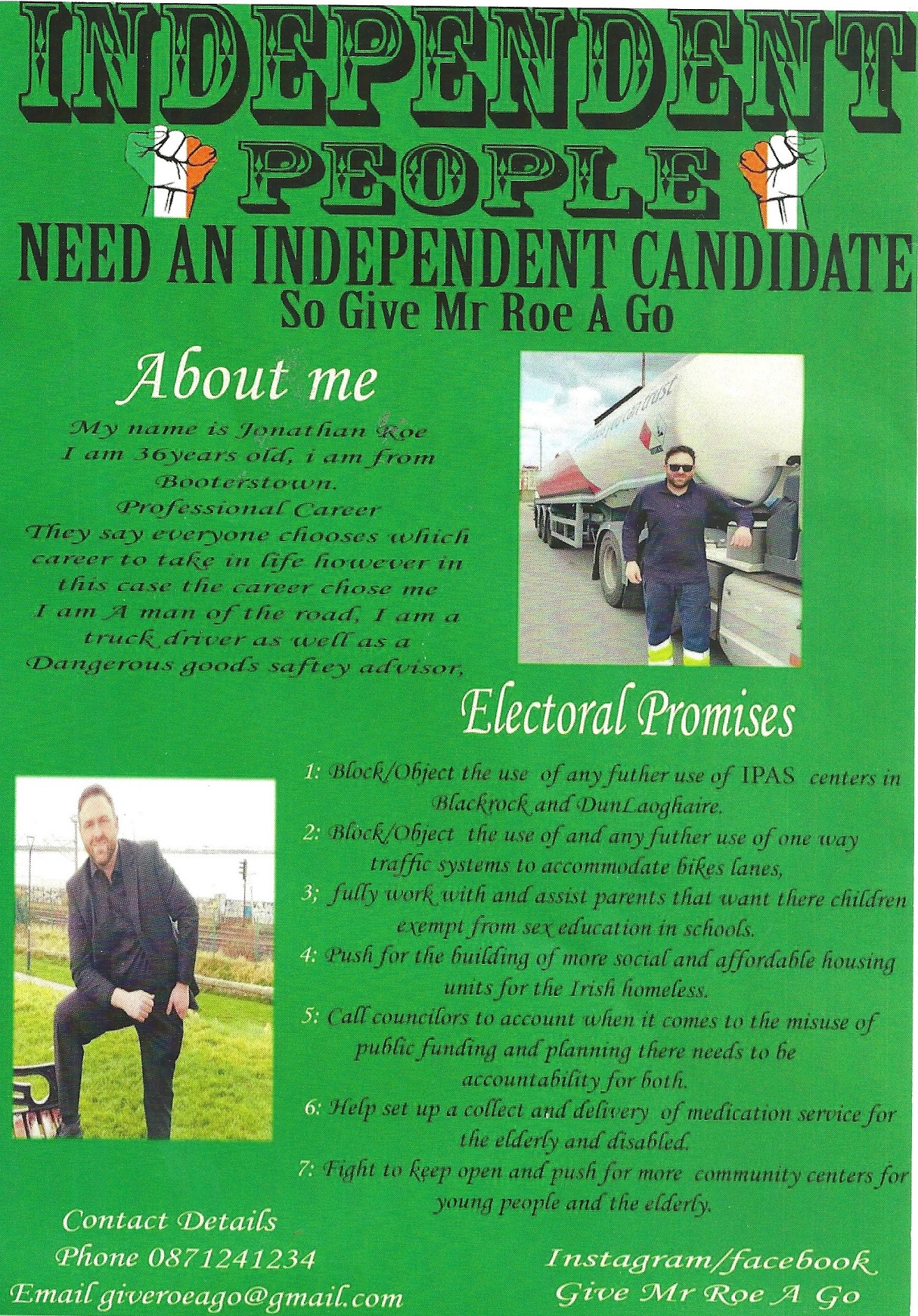 Leaflet from Jonathan Roe – Independent People – Blackrock – 2024 Local ...